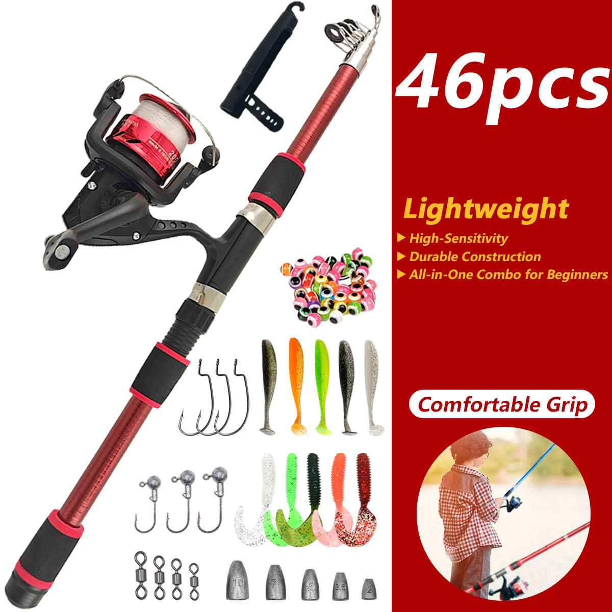 46Pcs Telescopic Fishing Rod R – Freshwater Line Bewertung und Preis