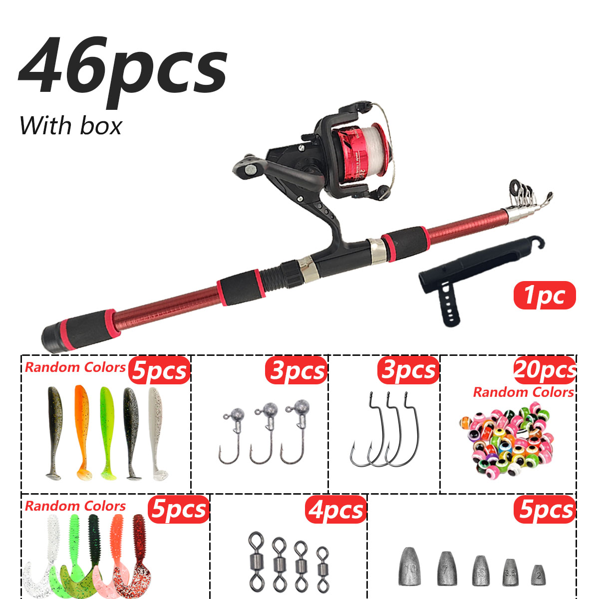46Pcs Telescopic Fishing Rod R – Freshwater Line Bewertung und Preis