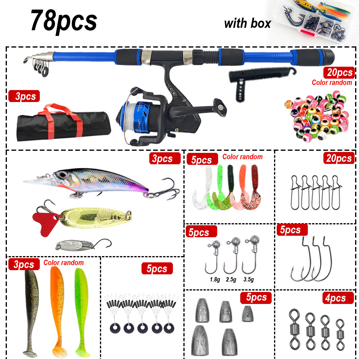 46Pcs Telescopic Fishing Rod R – Freshwater Line Bewertung und Preis